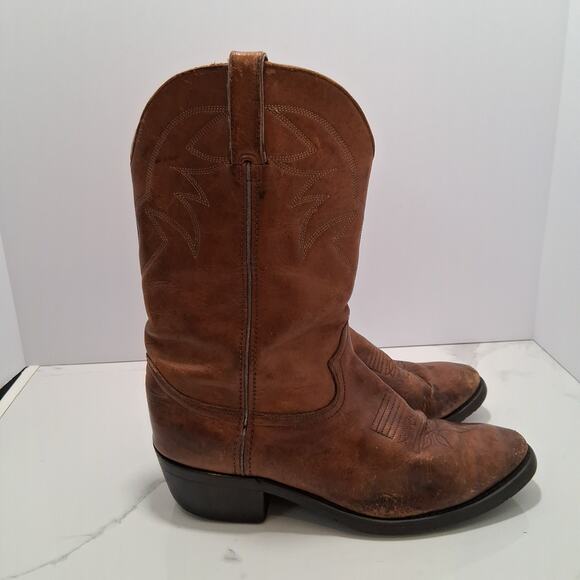 Durango Cowboy Western Pointed Toe  Men Pull On Leather Boots Tan Brown SZ-9 EE main image 7